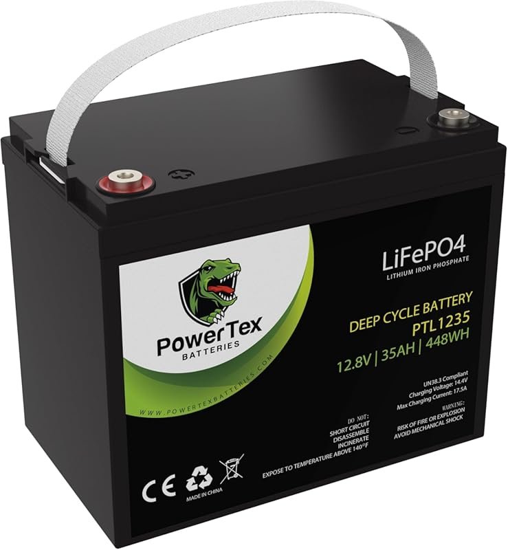Powertex 12V 35Ah LiFePO4 Deep Cycle Battery with BMS 3000 Cycles for