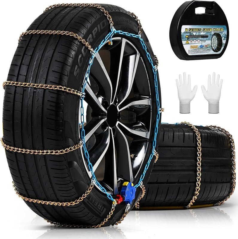 Self-Tightening Snow Chains with Quick Fit for Toyota Tundra and Other