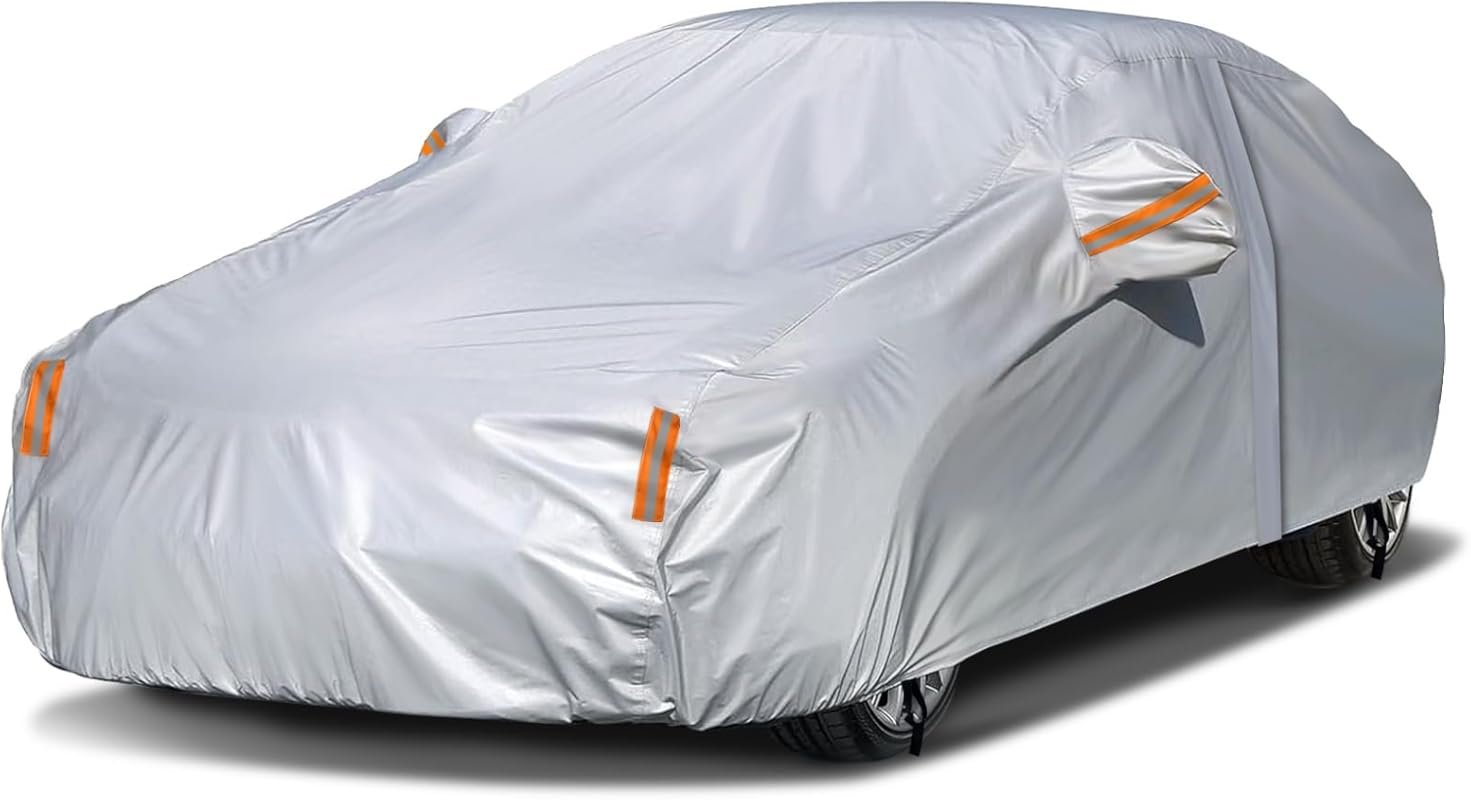 Waterproof sedan car cover fits 172 to 183 inch vehicles with all-weat