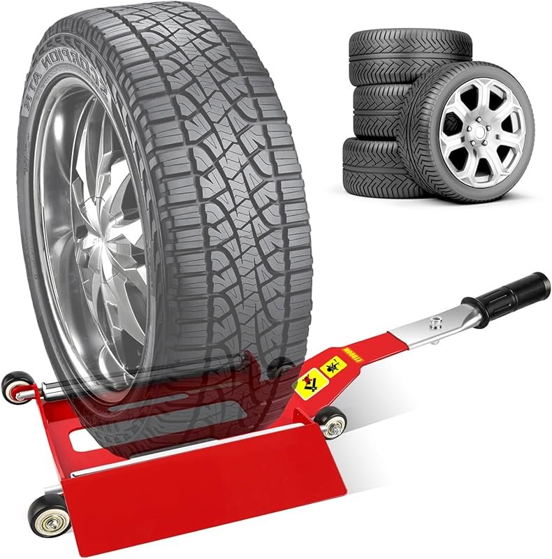 Portable Tire Jack Tool with Roller Plate and Ramp for Easy Tire Chang