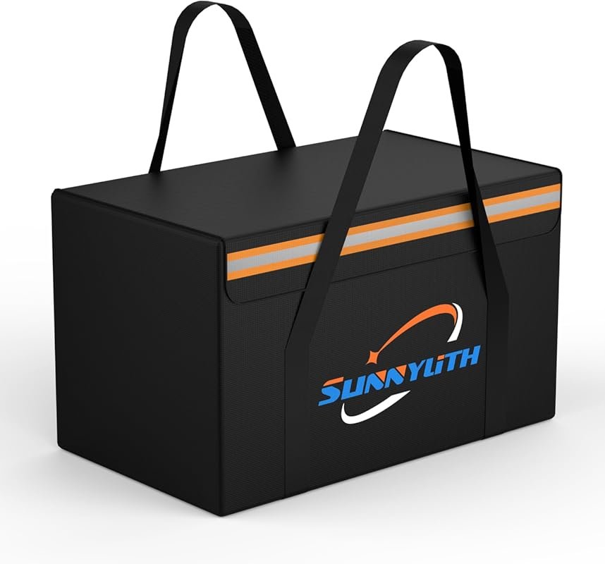 Large Fireproof Safe Bag for 100Ah Lithium Battery Storage and Chargin