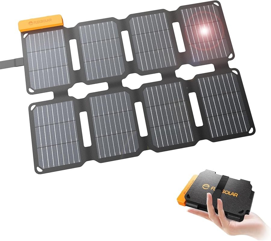 FlexSolar 25W Portable Solar Panel Charger with USB-A USB-C 0.8lbs IP5