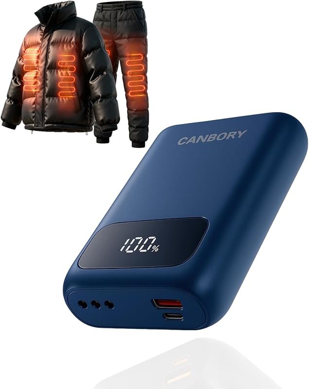 Heated Vest Battery Pack with USB-C PD, LED Display, and Three Adapter