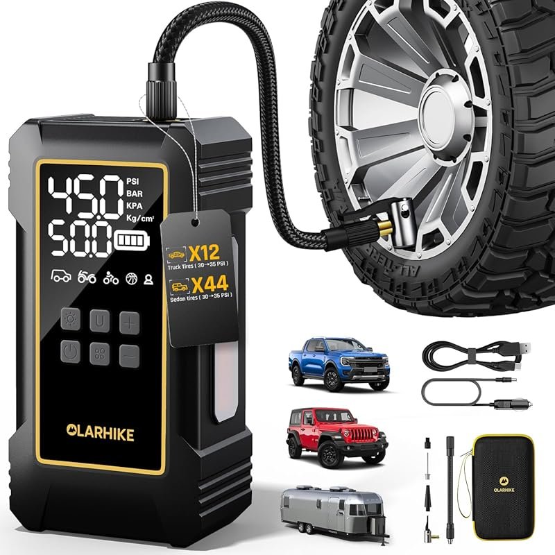 OlarHike 12000mAh Cordless Tire Inflator with 150 PSI and Digital Gaug