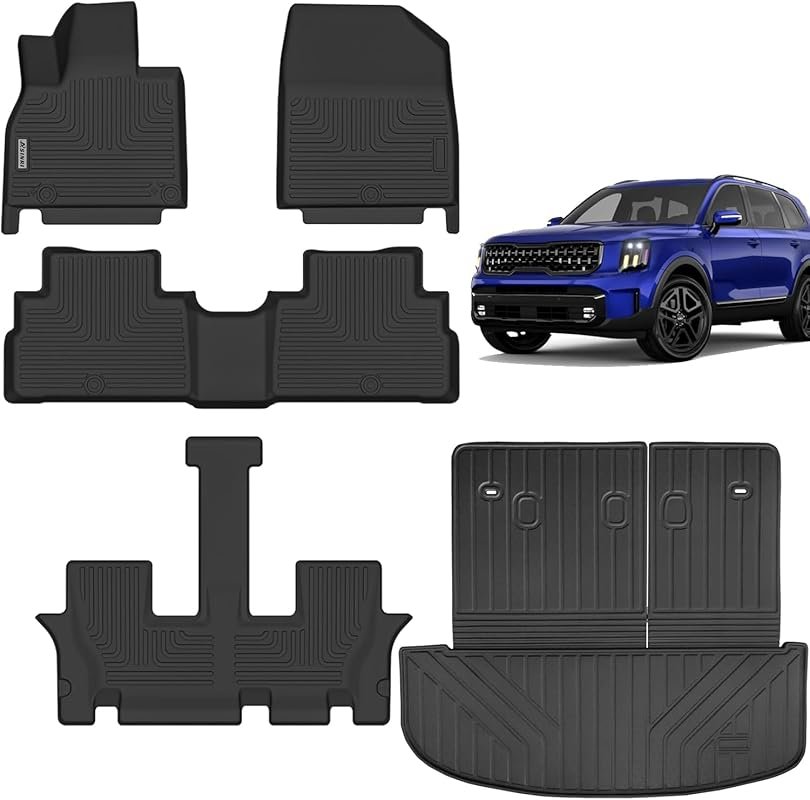 TPE All-Weather Floor Mats for 2020-2025 Kia Telluride 3 Rows with Tru