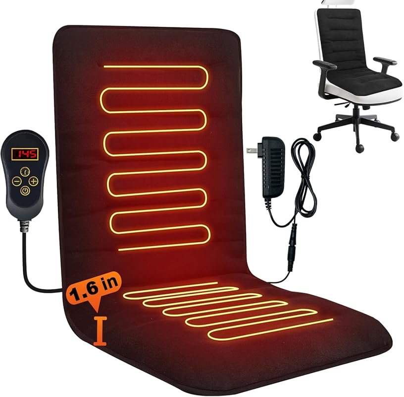 Heated Seat Cushion for Office with 12V Power 7 Temperature Levels and