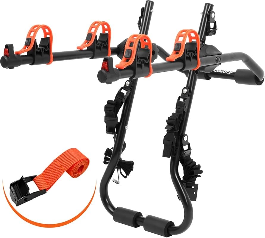 Sports Deluxe 2-Bike Trunk Mount Rack in Black and Orange with 70-Lb L