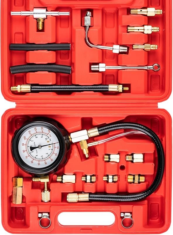 Fuel Pressure Tester Kit for Diesel Engines with 0-140 PSI Gauge and A