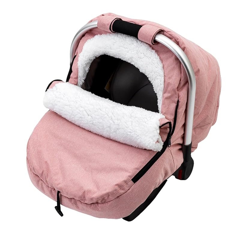 Warm Winter Baby Car Seat Cover with Plush Sherpa Fleece & Peeping Win