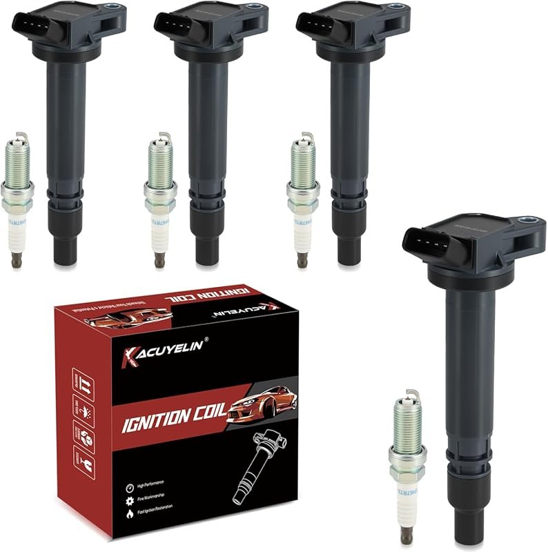 UF487 Ignition Coil Pack and Iridium Spark Plugs Set of 4 Compatible w