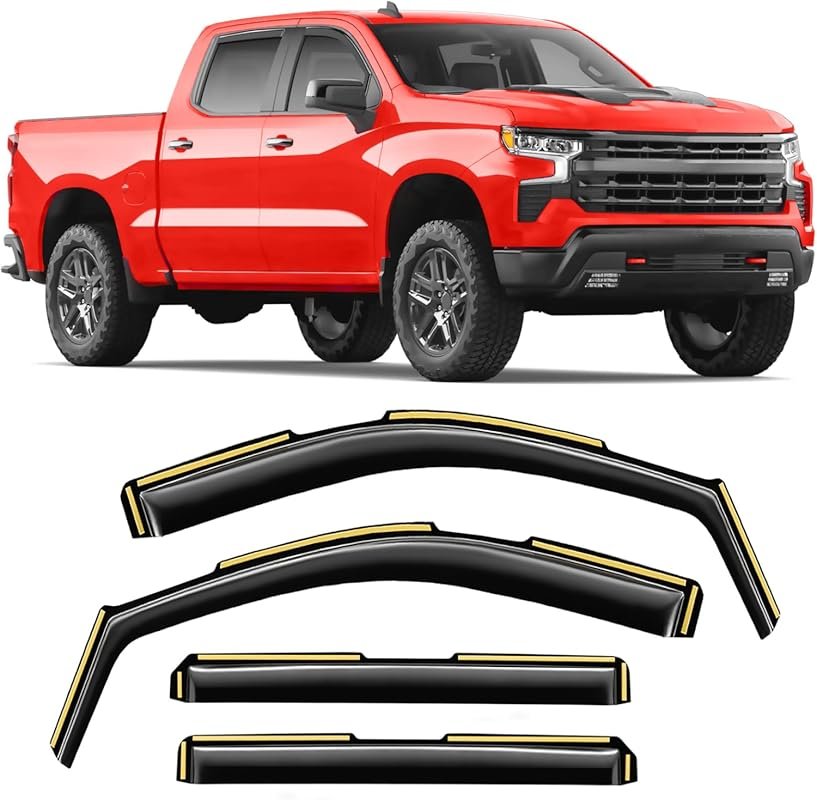 In-Channel Rain Guards for Chevy Silverado 1500 and GMC Sierra 1500 Cr
