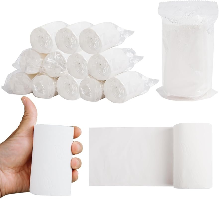 Travel Toilet Paper 12 Rolls, Coreless, Individually Wrapped for Campi