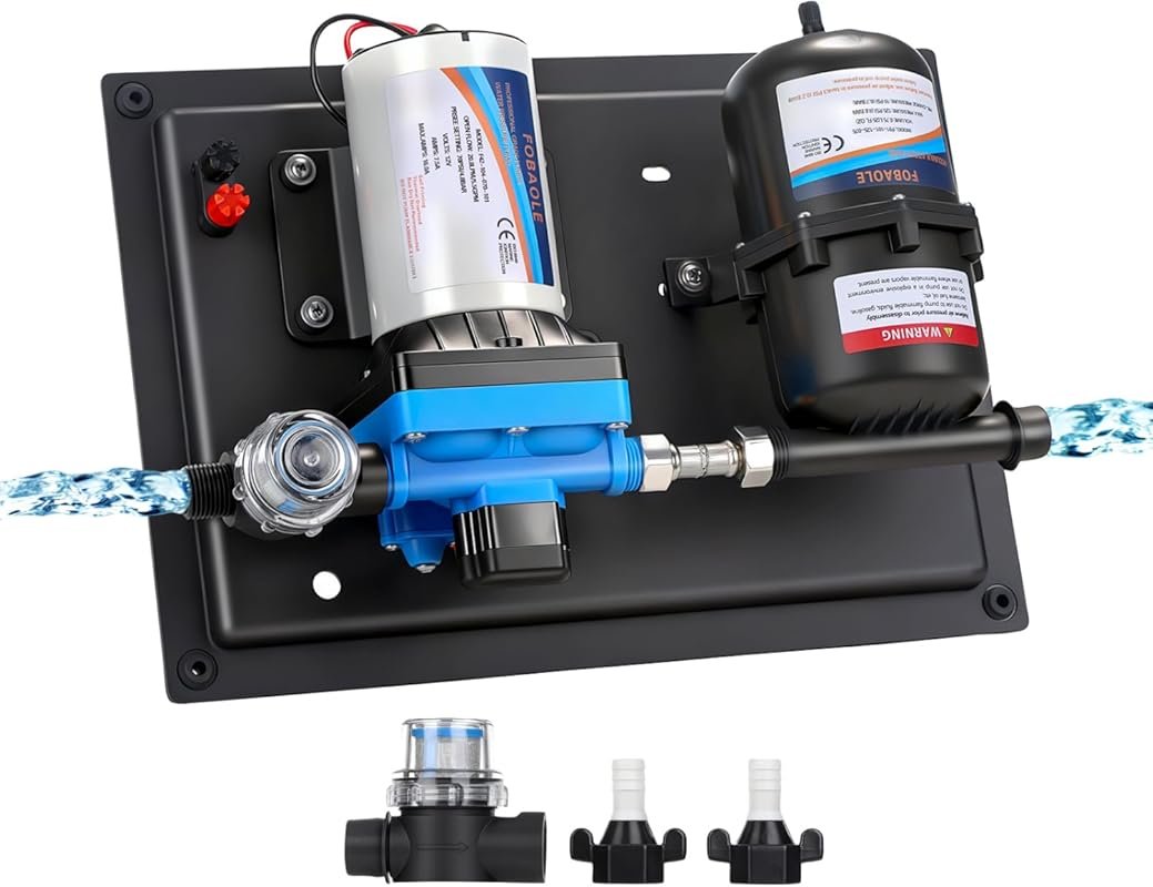 12V RV Water Pump 3.5GPM 55PSI On-Demand Self-Priming Diaphragm Pump f