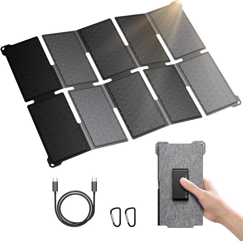 BigBlue 35W Portable Solar Panel Charger for Backpacking with USB-A an