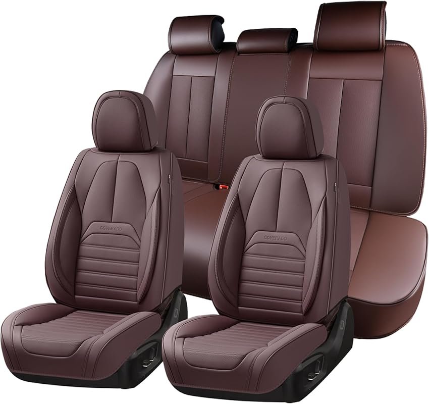 Coverado Full Set Seat Covers in Brown, Waterproof Nappa Leather, Univ