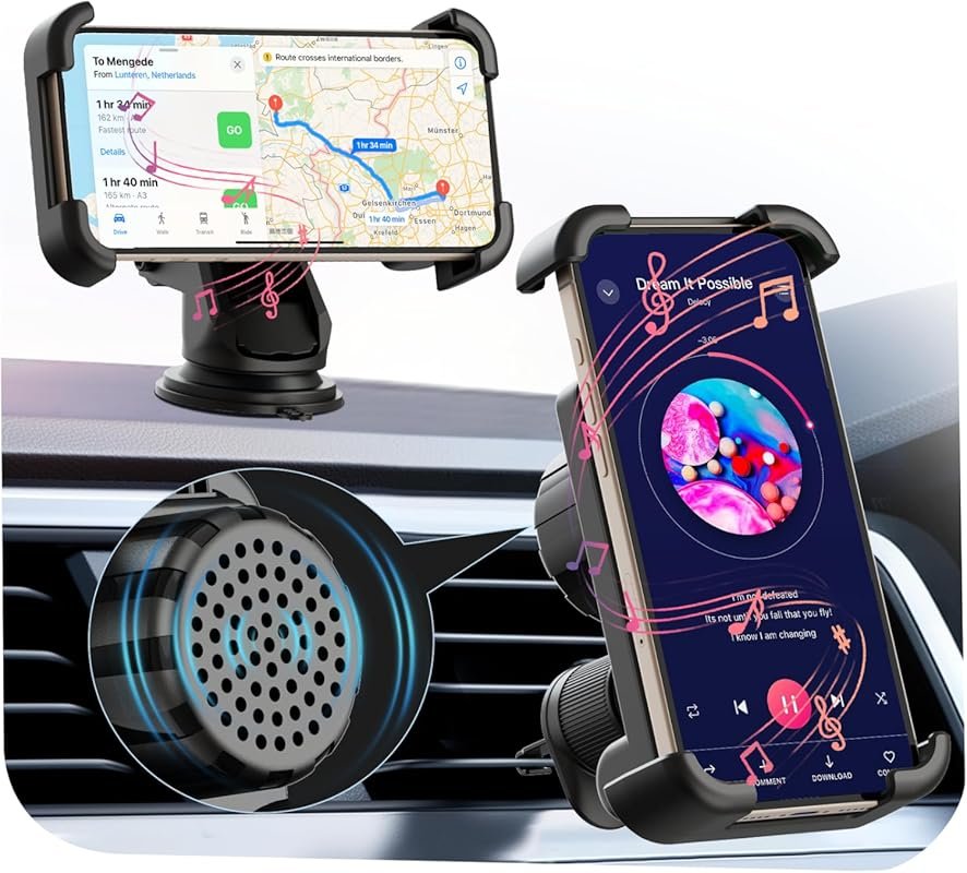 Bluetooth Car Speaker with Phone Holder, Amplified Volume for Navigati