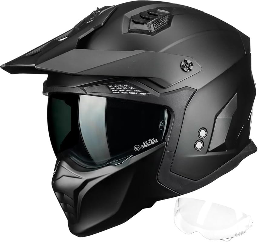 ILM Open Face 3/4 Helmet with Tinted Clear Visor for Adults, DOT ECE C