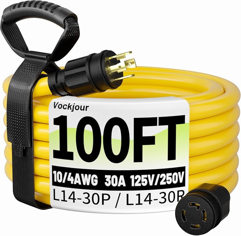 100-Foot Heavy Duty 30 Amp Outdoor Extension Cord with 4-Prong Twist L