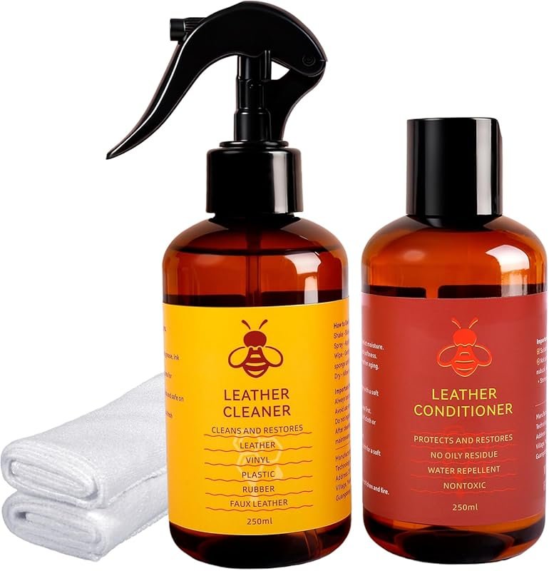 Leather Cleaner and Conditioner for Couch: Complete 2-Step Care Set fo