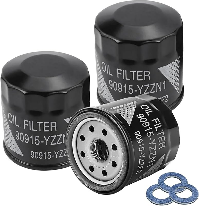 3-Pack 90915-YZZN1 Oil Filters with Drain Plug Washers for Toyota Coro