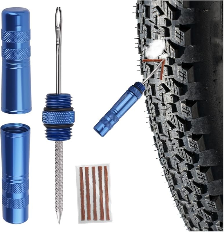 Portable Tubeless Tire Repair Kit with 5 Plugs for Bikes and Autos