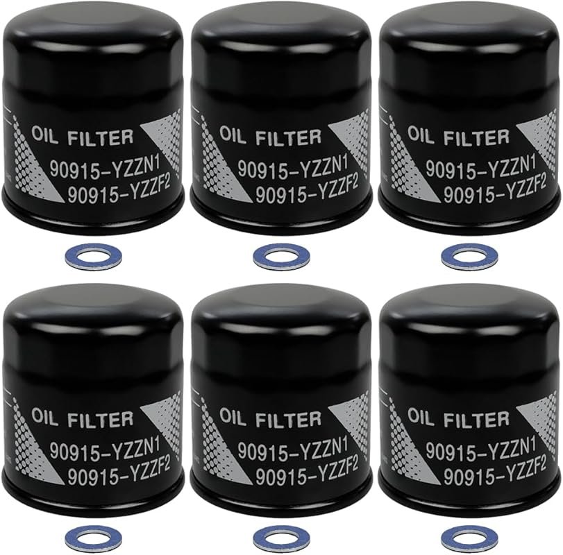 6-Pack 90915-YZZF2 Oil Filters Compatible with Toyota RAV4, Camry, Cor