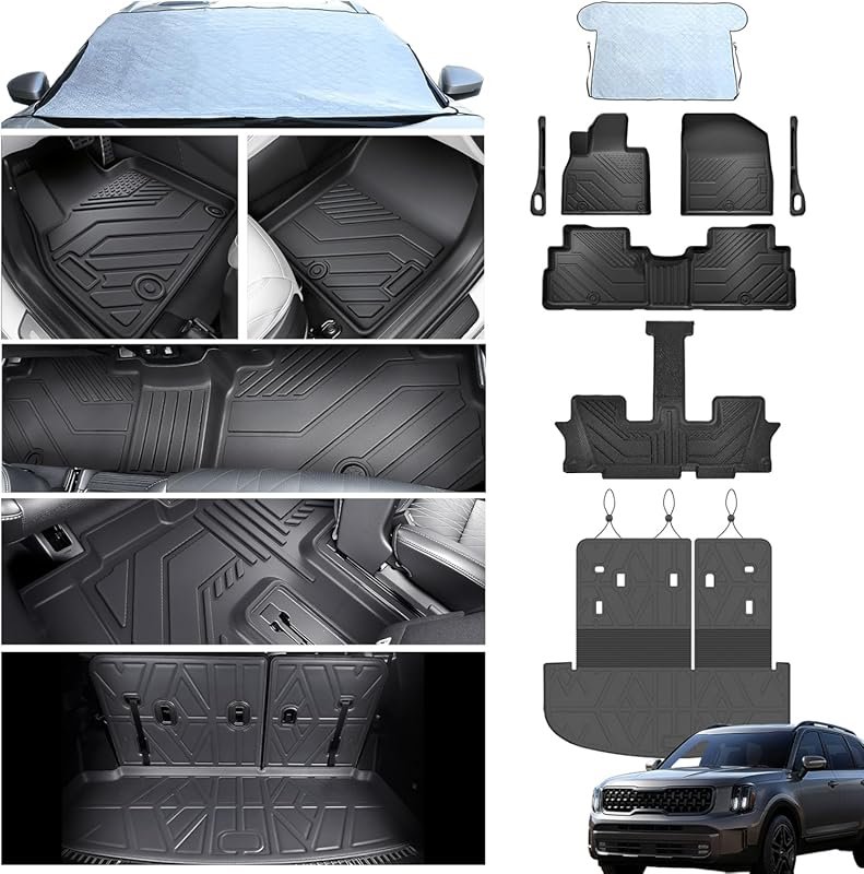 All-Weather Custom Floor Mats with Trunk Cargo Cover for 2020-2025 Kia