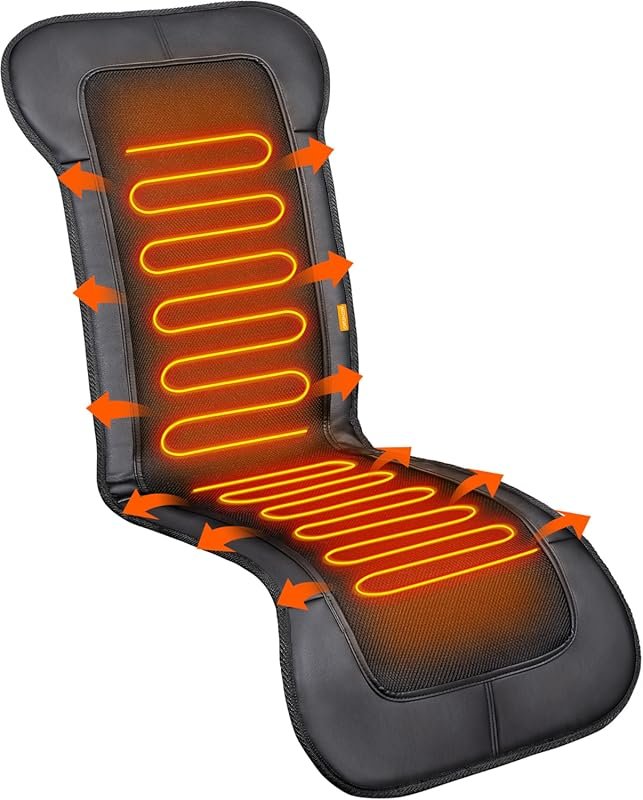 Extra-Long 47-Inch Heated Seat Cushion for Back and Thigh Support and 