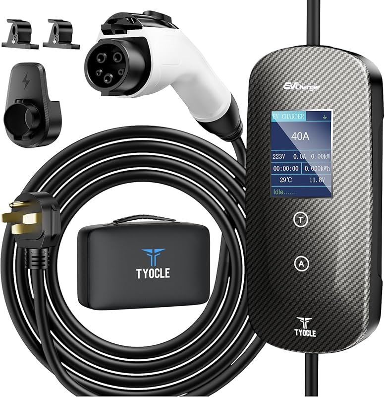 Level 2 EV Charger with 40Amp output, 23ft cable, and NEMA 14-50 plug