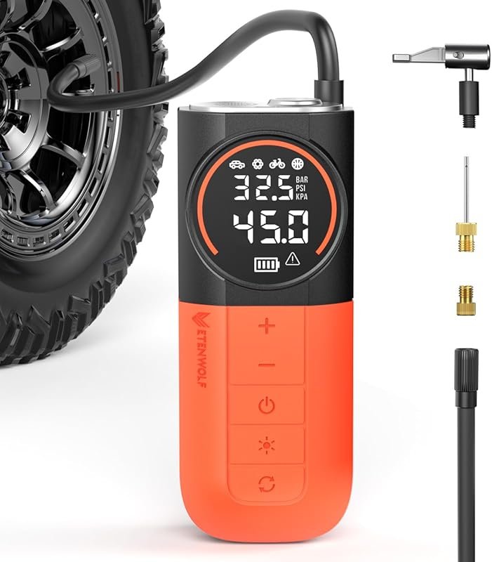 ETENWOLF S1 Portable RV Tire Inflator with 160 PSI, LED Light, and Dig