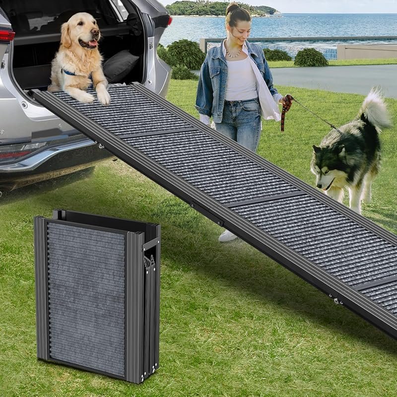 Upgraded Folding Dog Ramp for Car, SUV Non-Slip Rug Surface, 71x20 Wid