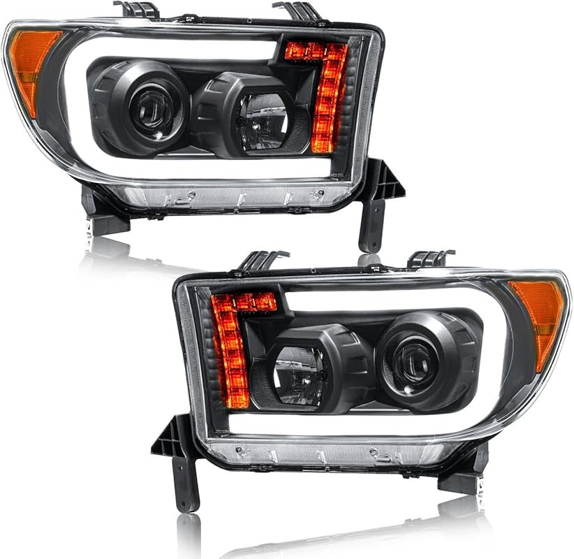 2007-2013 Toyota Tundra Headlight Assembly – Black Housing, Amber Refl