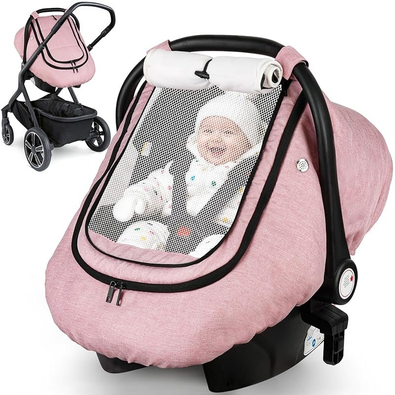 Waterproof Winter Infant Car Seat Cover: Warm Windproof Canopy with 2-