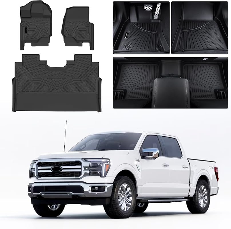 Front & Rear All-Weather Floor Mats for 2015–2025 Ford F-150 SuperCrew