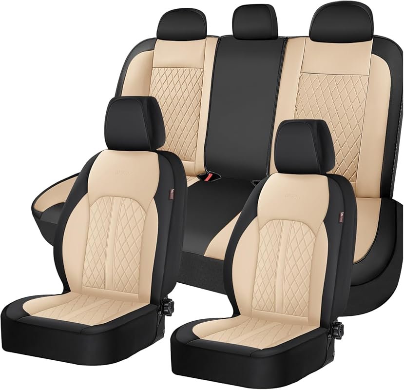 Coverado Universal Leather Seat Covers for 5 Seats: Waterproof, All-We