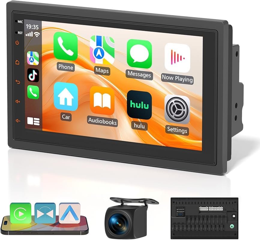 7-inch wireless double DIN car stereo with Bluetooth, CarPlay, Android