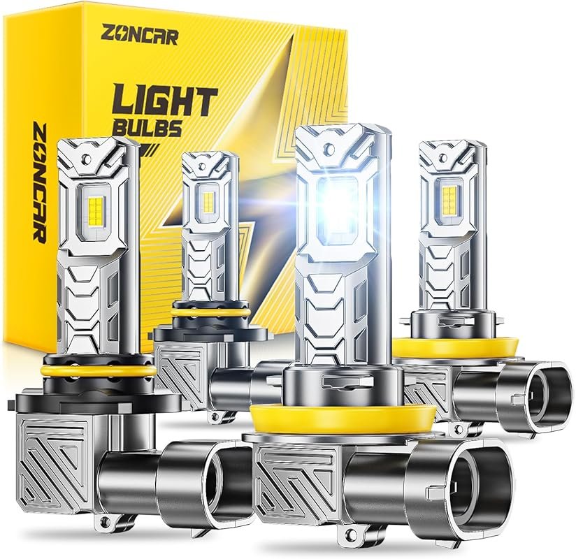 9005 and H11 LED headlight bulb combo, 6500K white, 120,000 lumens, pl