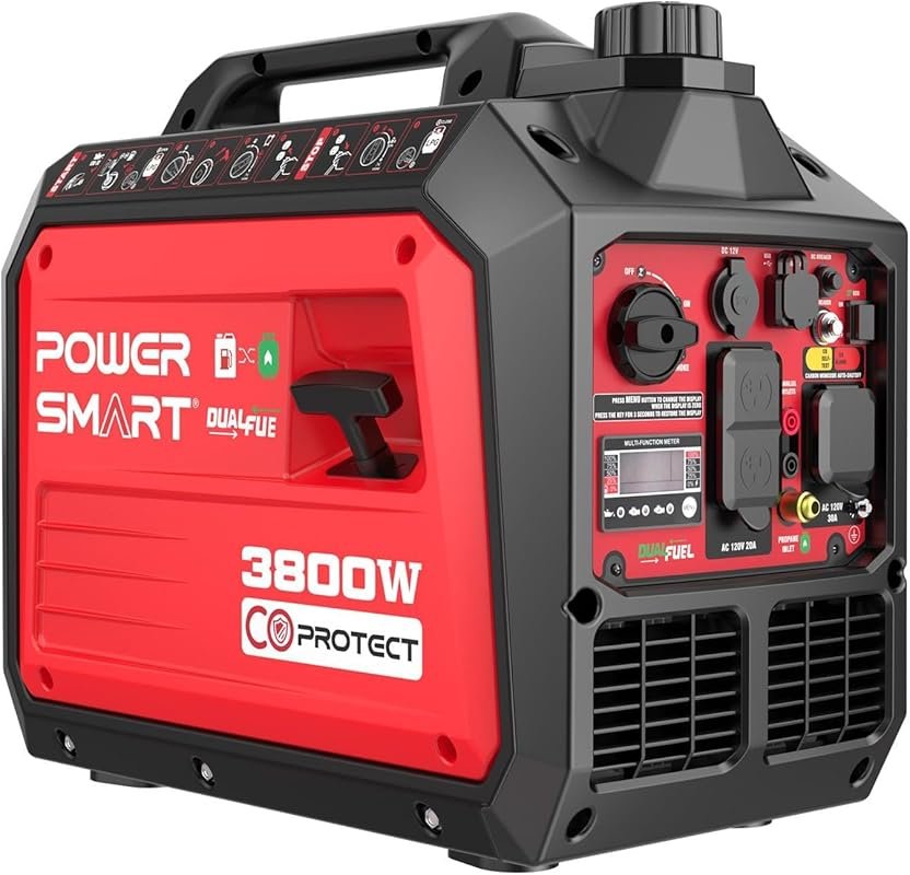 PowerSmart 3800-Watt Portable Inverter Generator with Dual Fuel, CO Pr