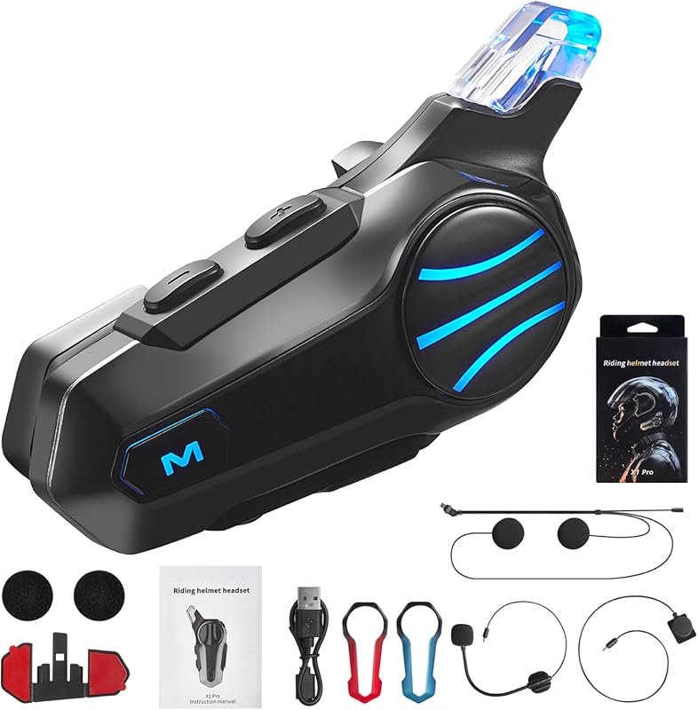Motorcycle Bluetooth Headset with IP67 Waterproof, BT 5.4, HD Speakers