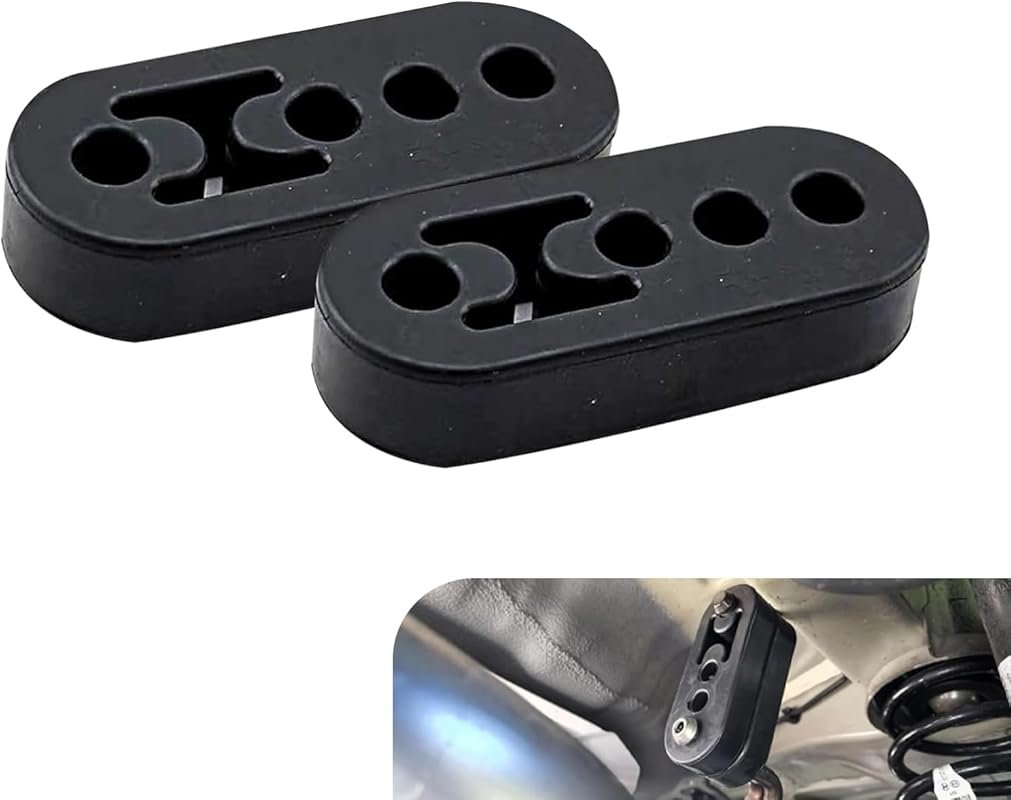 2 PCS Black Rubber Muffler Hangers, 4-Hole Adjustable Exhaust Hanger S
