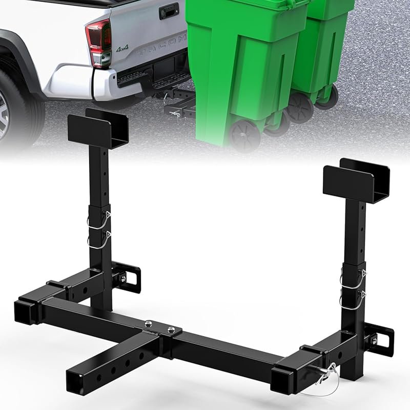 Dual Garbage Can Hauler Hitch for 2" Receivers, Fits Pickups and Tract