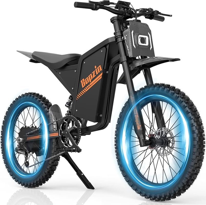 Electric Dirt Bike with 3000W Motor, 45 MPH, and 100+ Mile Range with 