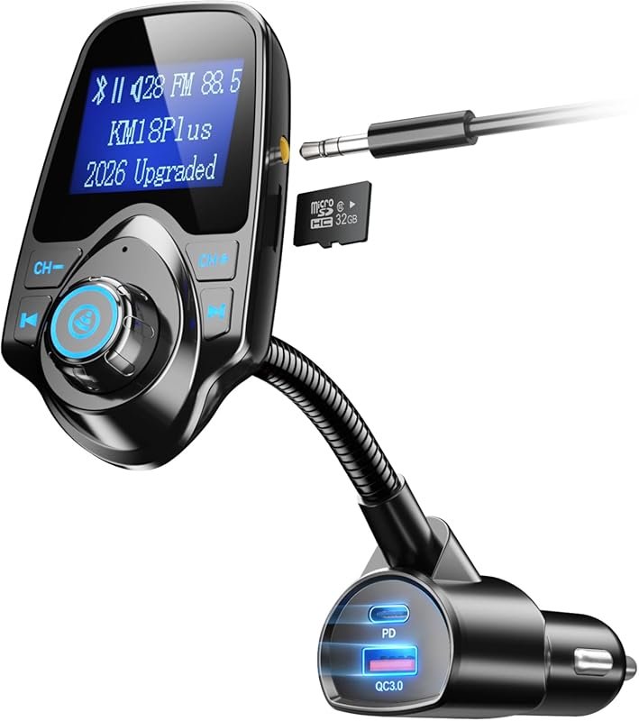 Nulaxy Bluetooth 5.4 Car Adapter with 48W Fast Charging and a 1.44 Inc