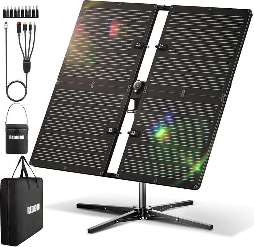 Portable Solar Panel with Solar Tracker, 200W Solar Panel Kit, Dual-Ax