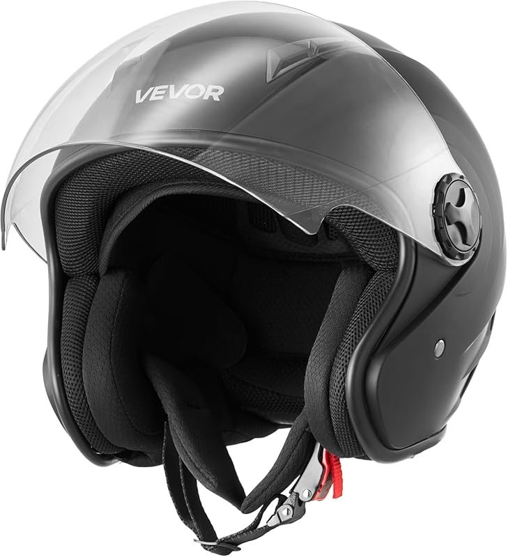 VEVOR 3/4 Open Face Motorcycle Helmet with Clear Visor and Detachable