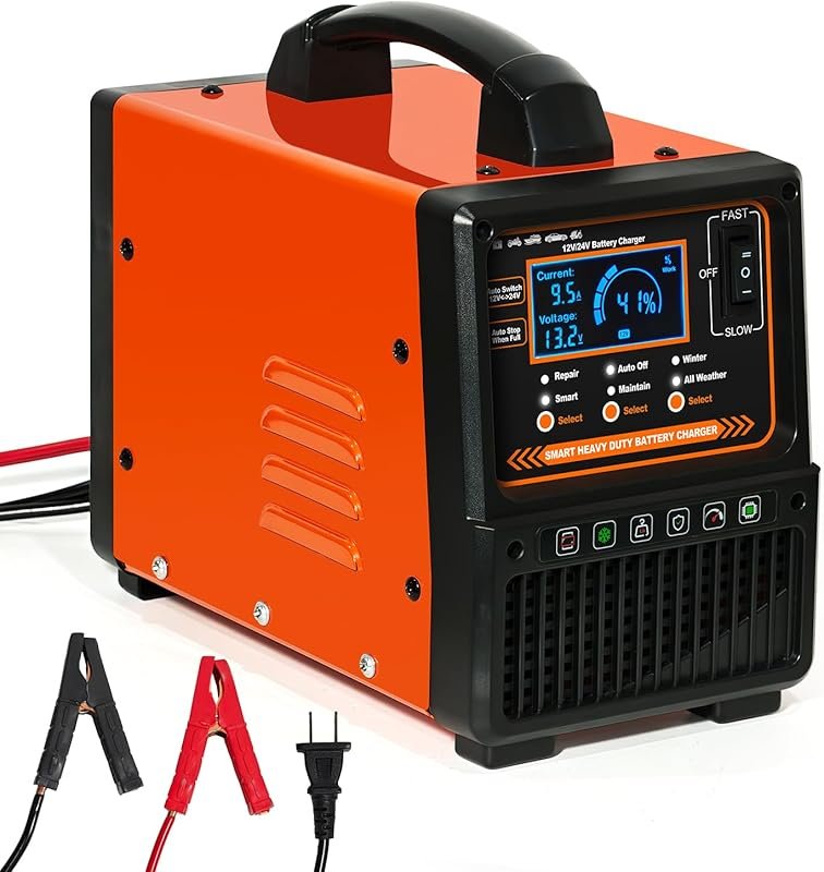 Heavy Duty 12V/24V Battery Charger with Summer Mode for Hot Weather Ba