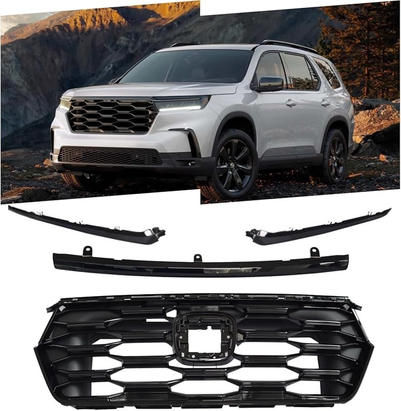 Front bumper grille trim moldings for 2023–2025 Honda Pilot in gloss b