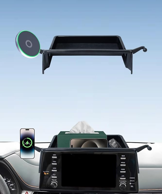 Dashboard Phone Mount with Storage Tray and 15W Wireless Charger for T