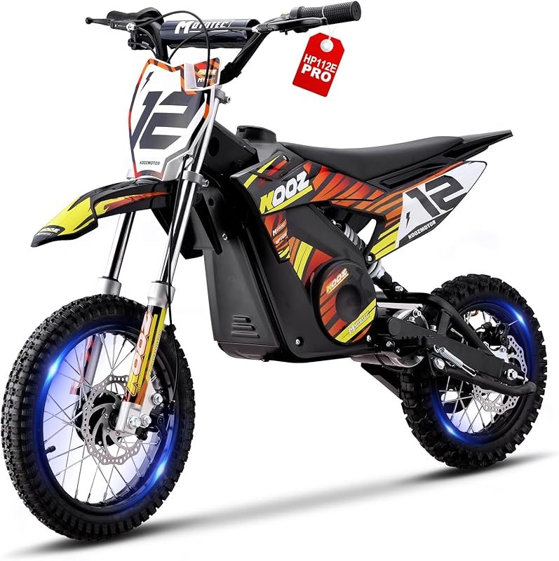 KOOZ HP112E PRO 1000W Electric Dirt Bike for Kids with 20.6 MPH Top Sp
