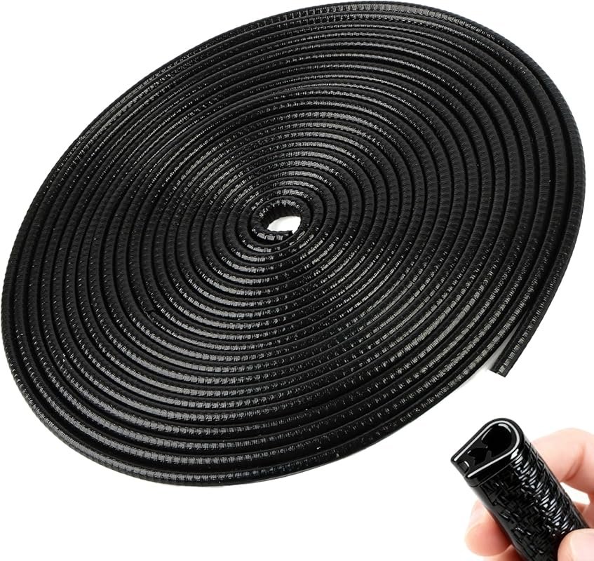 Black Rubber Door Edge Guards, 32.8 Feet with Metal Clips, No Glue for